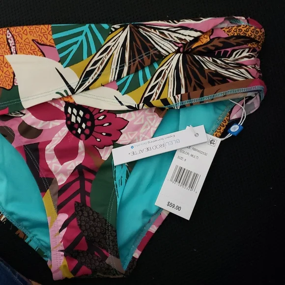 NWT Bleu Rod Beattie Run Wild Draped Tankini Top & Sarong Bikini Bottom 8